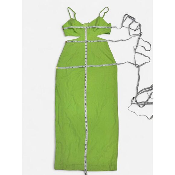 Bardot Green Cut Out Midi Dress with Side Slit - Size 6/M - Picture 6 of 9